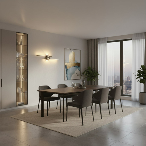 Produse Alessandro - Aplica LED Decorativa FENG, 19W, 60cm, Lumina Calda / Neutra/ Rece, Negru, Metal si Acril