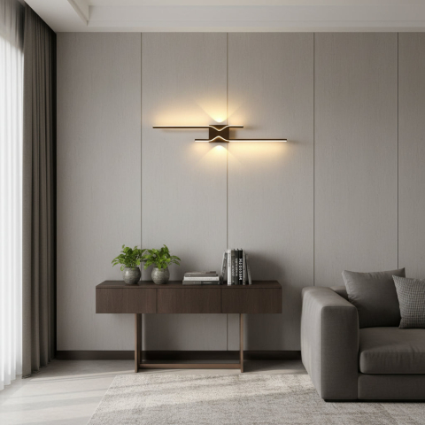 Aplica LED Decorativa FENG, 19W, 60cm, Lumina Calda / Neutra/ Rece, Negru, Metal si Acril [2]