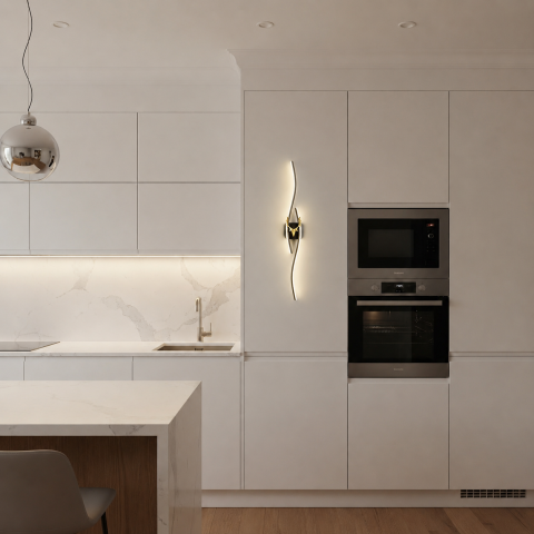 Aplica LED Decorativa FYAN, 48W, 59x14cm, Lumina Calda / Neutra/ Rece, Auriu, Metal si Acril [1]