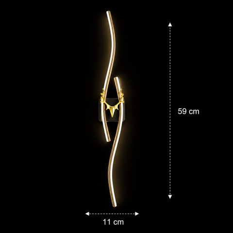 Aplica LED Decorativa FYAN, 48W, 59x14cm, Lumina Calda / Neutra/ Rece, Auriu, Metal si Acril [3]
