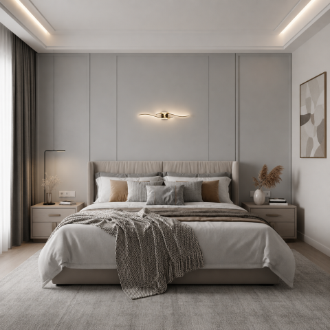 Aplica LED Decorativa FYAN, 48W, 59x14cm, Lumina Calda / Neutra/ Rece, Auriu, Metal si Acril [2]
