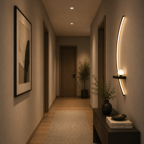 Aplica LED Decorativa GDANSK, 20W, 57x20cm, Lumina Calda / Neutra/ Rece, Negru, Metal si Acril [2]