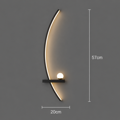 Aplica LED Decorativa GDANSK, 20W, 57x20cm, Lumina Calda / Neutra/ Rece, Negru, Metal si Acril [3]