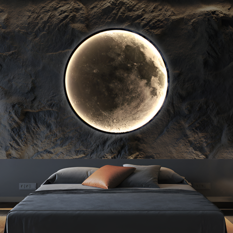 Lampi & Aplice Smart - Aplica LED Decorativa Luna Diametru 40CM Lumina Rece/Neutra/Calda Black