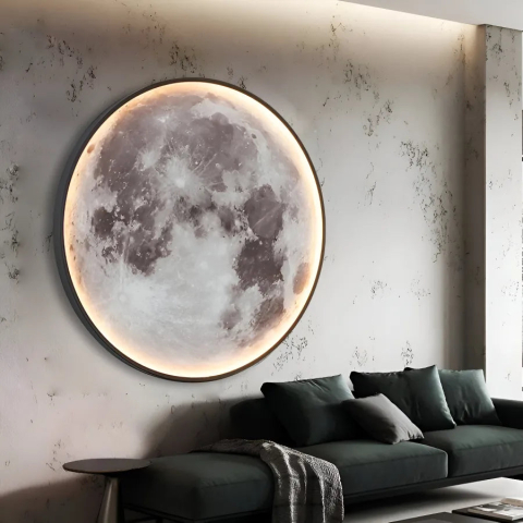 Aplica LED Decorativa Luna Diametru 40CM Lumina Rece/Neutra/Calda Black [1]