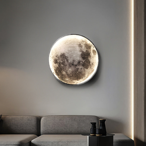 Aplica LED Decorativa Luna Diametru 40CM Lumina Rece/Neutra/Calda Black [3]