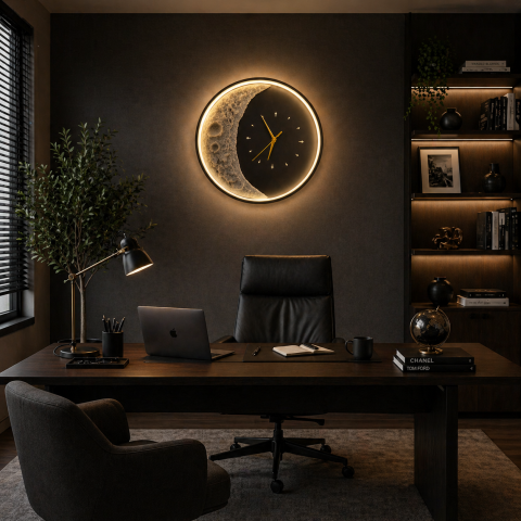 Lampi & Aplice Smart - Aplica LED Decorativa Luna Diametru 40CM Lumina Rece/Neutra/Calda Black