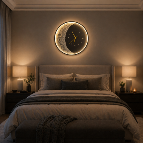 Aplica LED Decorativa Luna Diametru 40CM Lumina Rece/Neutra/Calda Black [1]