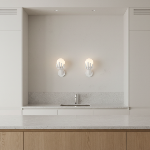 Aplica LED Decorativa MANO, 15x30cm, 1xG9, Sticla si Resina, Alb [2]