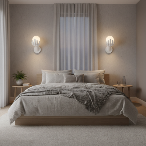 Iluminat Smart Home - Aplica LED Decorativa MANO, 15x30cm, 1xG9, Sticla si Resina, Alb