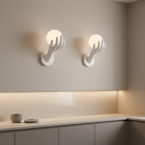 Aplica LED Decorativa MANO, 15x30cm, 1xG9, Sticla si Resina, Alb [1]