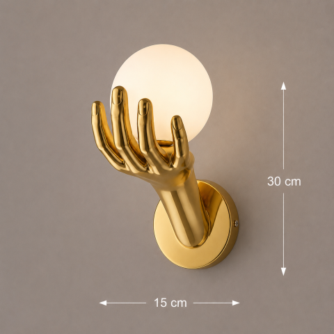Aplica LED Decorativa MANO, 15x30cm, 1xG9, Sticla si Resina, Auriu [3]