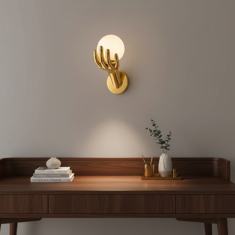 Aplica LED Decorativa MANO, 15x30cm, 1xG9, Sticla si Resina, Auriu [1]