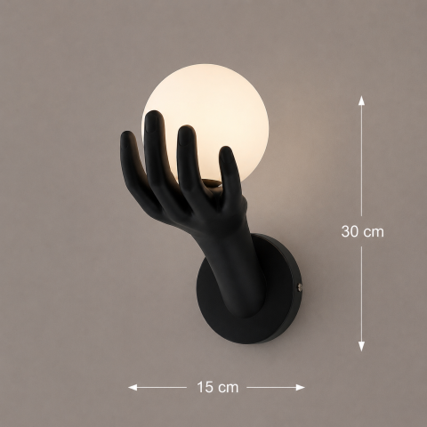 Aplica LED Decorativa MANO, 15x30cm, 1xG9, Sticla si Resina, Negru [3]