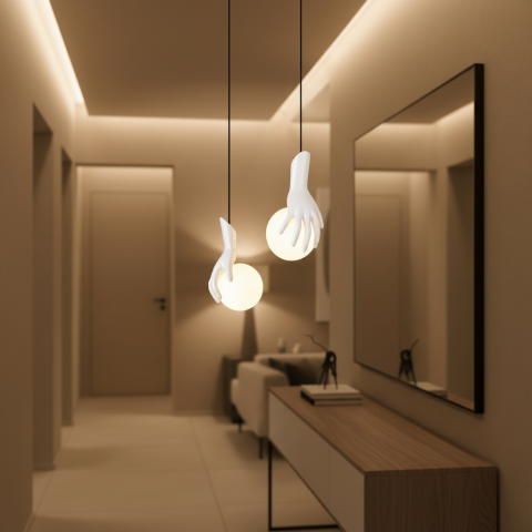 Aplica LED Decorativa MANOS, 13x120cm, 2xG9, Sticla si Resina, Alb [2]