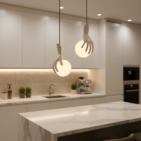 Iluminat Smart Home - Aplica LED Decorativa MANOS, 13x120cm, 2xG9, Sticla si Resina, Alb