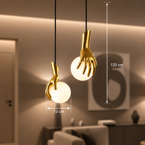 Aplica LED Decorativa MANOS, 13x120cm, 2xG9, Sticla si Resina, Auriu [3]