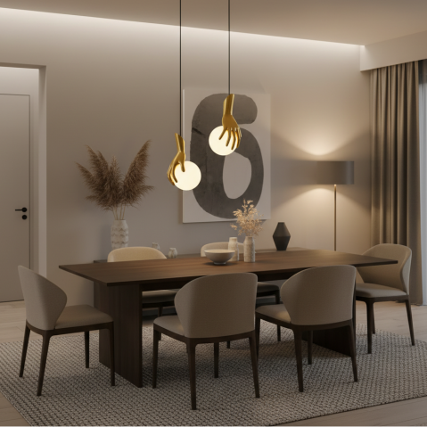 Aplica LED Decorativa MANOS, 13x120cm, 2xG9, Sticla si Resina, Auriu [1]
