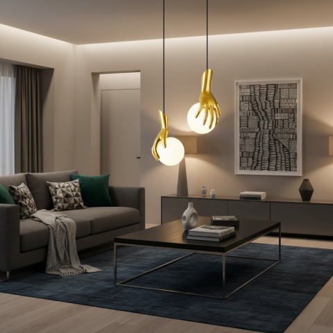 Iluminat Smart Home - Aplica LED Decorativa MANOS, 13x120cm, 2xG9, Sticla si Resina, Auriu