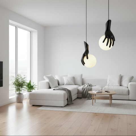 Iluminat Smart Home - Aplica LED Decorativa MANOS, 13x120cm, 2xG9, Sticla si Resina, Negru