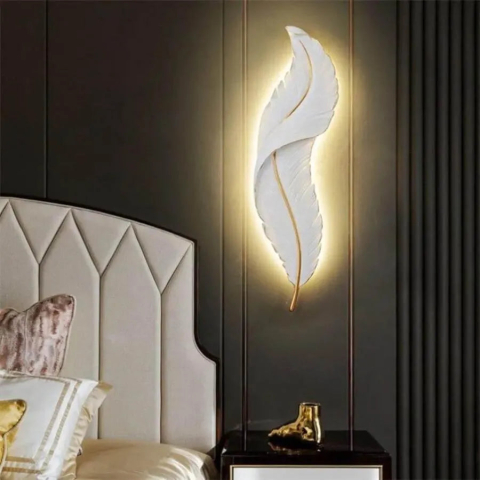 Lampi, Aplice si Corpuri de iluminat Smart - Aplica LED Esther, forma Pana, 36W, 87cm Alb/Auriu