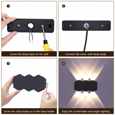 Aplica LED Exterior AX231, 12W, 6 Surse de lumina, Lumina Calda, Negru [2]