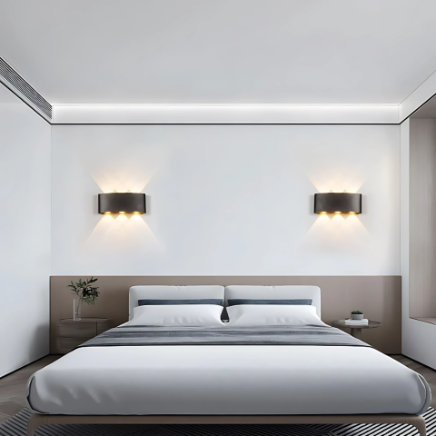 Candelabre LED Cristal Moderne - Aplica LED Exterior Ellis, 6W, 6 Surse de lumina, Lumina Calda, Negru