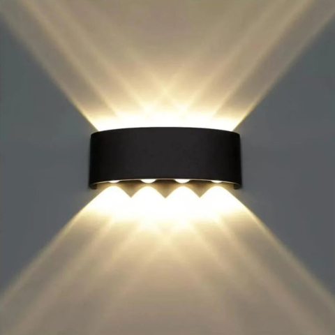 Iluminat Smart Home - Aplica LED Exterior Ellis, 8W, 8 Surse de lumina, Lumina Calda, Negru