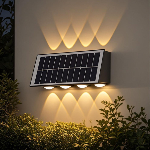 Candelabre LED Cristal Moderne - Aplica LED Exterior Solaris, 8 Surse de lumina, Lumina Calda, Negru