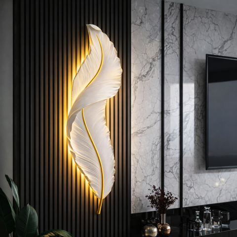 Lampi & Aplice Smart - Aplica LED, Pena Decorativa 85CM 31W Lumina Rece/Calda/Neutra Alb Auriu