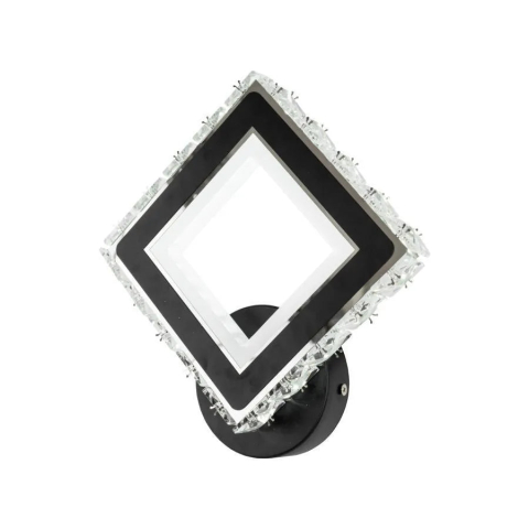 Aplica LED TERRANO cu Cristale, Patrat, 24W, Lumina Rece/Calda/Neutra, Negru & Inox [2]