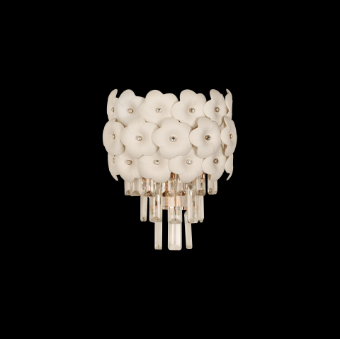 Aplica tip candelabru cristal PETAL 3xE14, 28 cm, Auriu, Inaltime Reglabila, Metal si Cristal [3]