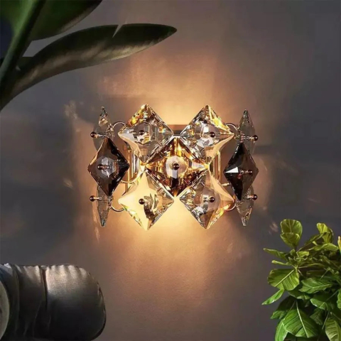 Aplica Yasmina 2*E14, Metal si Cristal, Argintiu [1]