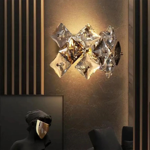 Lampi, Aplice si Corpuri de iluminat Smart - Aplica Yasmina 2*E14, Metal si Cristal, Argintiu