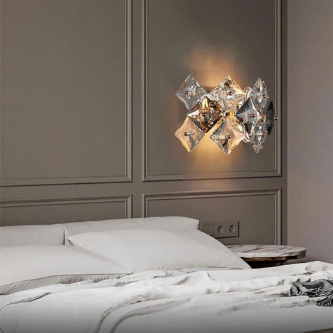 Lampi, Aplice si Corpuri de iluminat Smart - Aplica Zarina 2*E14, Metal si Cristal, Auriu