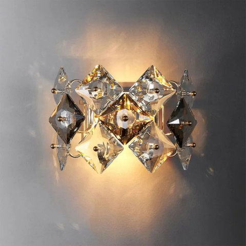 Aplica Zarina 2*E14, Metal si Cristal, Auriu [1]