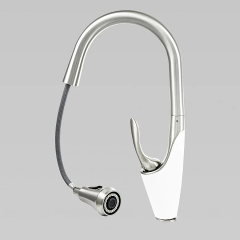 Baterie Bucatarie cu Dus Extractibil, Alama Sanitara, Crom, W054 [2]