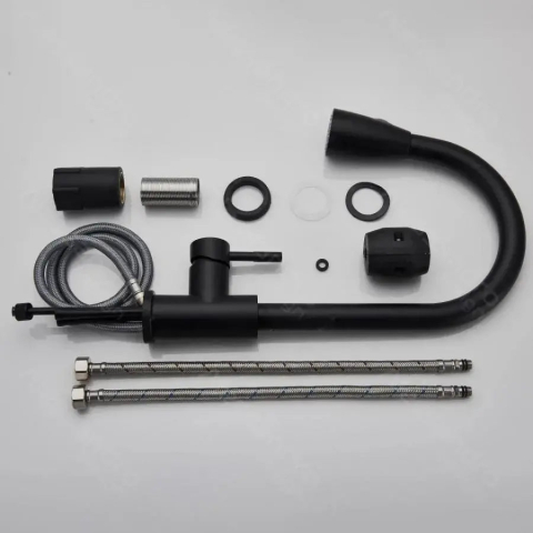 Baterie Bucatarie cu Dus Extractibil, Inox SUS304, Negru, HS003 [1]