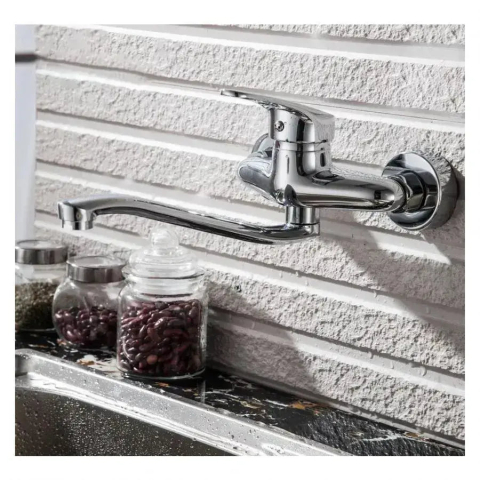 Baterie Bucatarie de Perete cu Pipa Rotativa, Aliaj, Crom, PM018 [1]