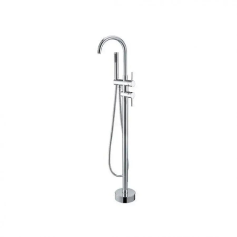 Obiecte sanitare - Baterie de Podea cu Cadru Rotund, Alama Sanitara, Crom, CF2032