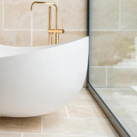 Baterie de Podea cu Para si Furtun, Alama Sanitara, Auriu, CF2041 [2]