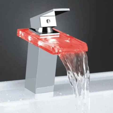 Baterie Lavoar, Aliaj si Sticla, Crom, Lumina RGB, Schimbare de culoare in functie de temperatura apei, OD3008 [2]