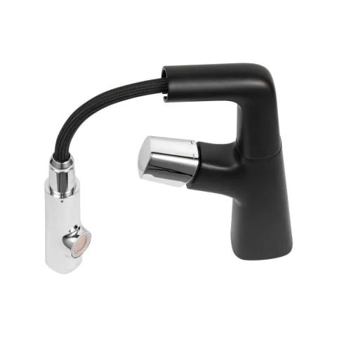 Baterie Lavoar cu Dus Extractibil, Alama Sanitara, Crom si Negru, MP016H/C [2]