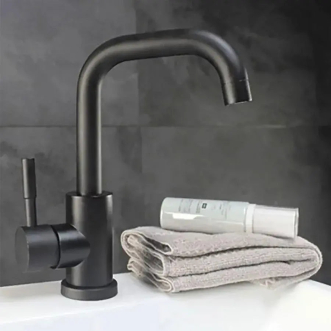 Baterii baie & bucatarie - Baterie Lavoar cu Pipa Rotativa, Negru, Inox SUS304, LY008C