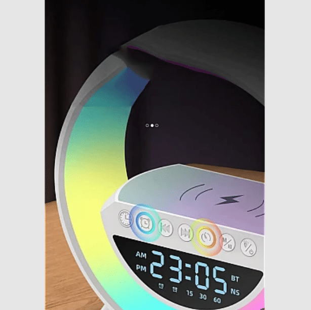 Boxa Multifunctionala G 3 in 1, Lampa LED RGB Smart,cu ceas, Boxa Bluetooth, Incarcator Telefon Wireless, Lumina RGB [3]