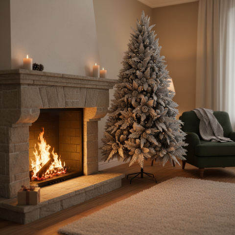 Curte si Gradina- Solutii Smart pentru Exterior - Brad Artificial GLEIS, 240 cm, 1770 varfuri, Suport Metalic, Verde