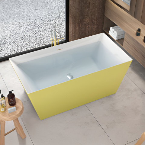 Obiecte sanitare - Cada Freestanding, Drepuntghiulara, Acril, Lemon Yellow, 170×78×60 Cm