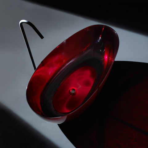 Obiecte sanitare - Cada Freestanding, Ovala, Burgundy Red, Rasina, 170x78x67cm