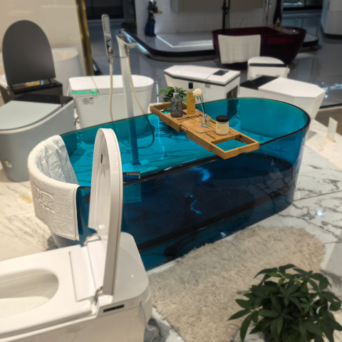 Obiecte sanitare - Cada Freestanding, Ovala, Sky Blue, Rasina, 170x78x56cm