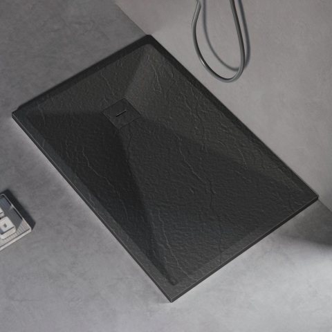 Obiecte sanitare - Cadita de dus dreptunghiulara 80x100 cm, slim 3 cm, gri inchis